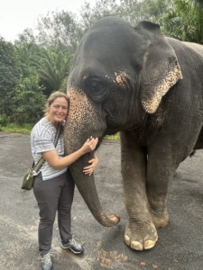 STEF Chair, Merry Smith, with elephant